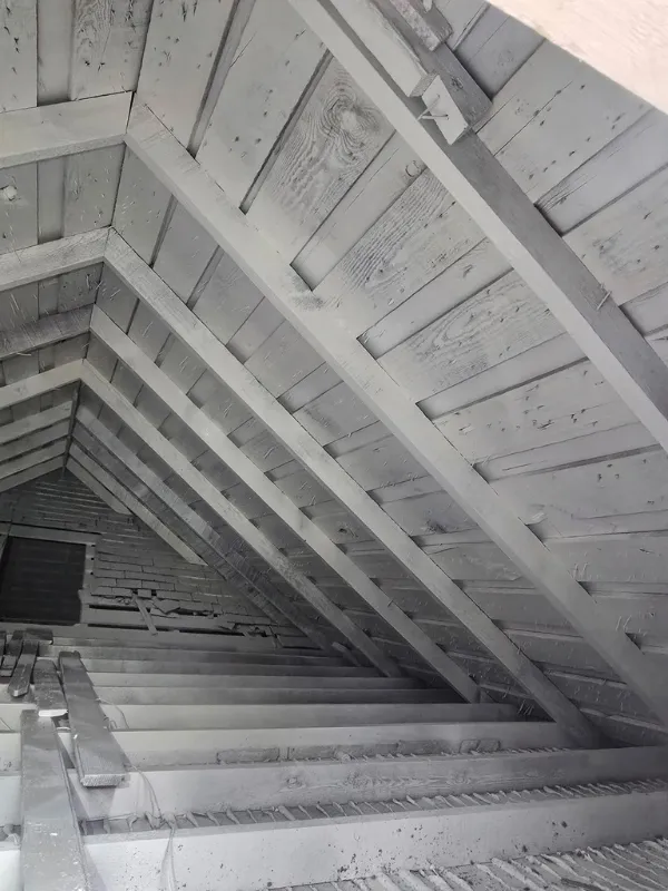 Attic rafters coated and encapsulated after remediation