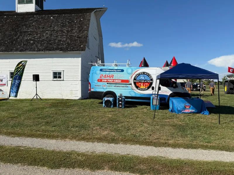 Company tent set up at a community event