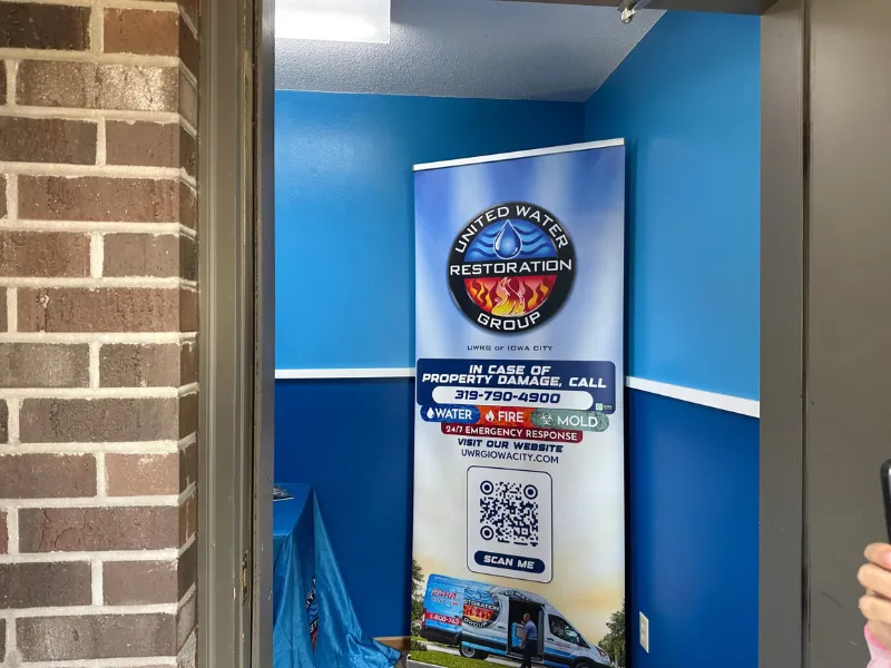 Branded banner in the office entryway