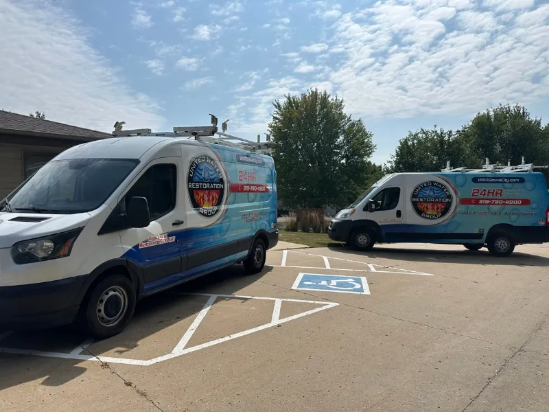 Two service vans in the company lot